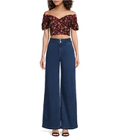 Sugarlips Stretch Denim High Waisted Wide Leg Pants