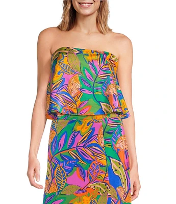 Sugarlips Wane Multi Tropical Floral Printed Square Neck Sleeveless Coordinating Crop Top