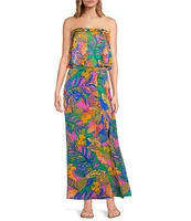 Sugarlips Wane Multi Tropical Floral Printed Square Neck Sleeveless Coordinating Crop Top