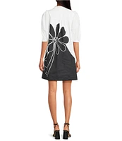 Sugarlips Wisteria Julissa Floral Poplin Split V-Neck Babydoll Dress