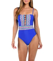 Sunshine '79 Jewel Essence Straight Neck Tummy Control Bandeau One Piece Swimsuit
