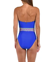 Sunshine '79 Jewel Essence Straight Neck Tummy Control Bandeau One Piece Swimsuit