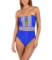 Sunshine '79 Jewel Essence Straight Neck Tummy Control Bandeau One Piece Swimsuit