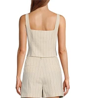 Suri Pin Stripe Square Neck Sleeveless Vest