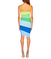 Susana Monaco Color Block Stripe Square Neck Sleeveless Dress