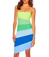 Susana Monaco Color Block Stripe Square Neck Sleeveless Dress