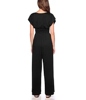 Susana Monaco Deep V-Neck Short Sleeve Wide-Leg Jumpsuit