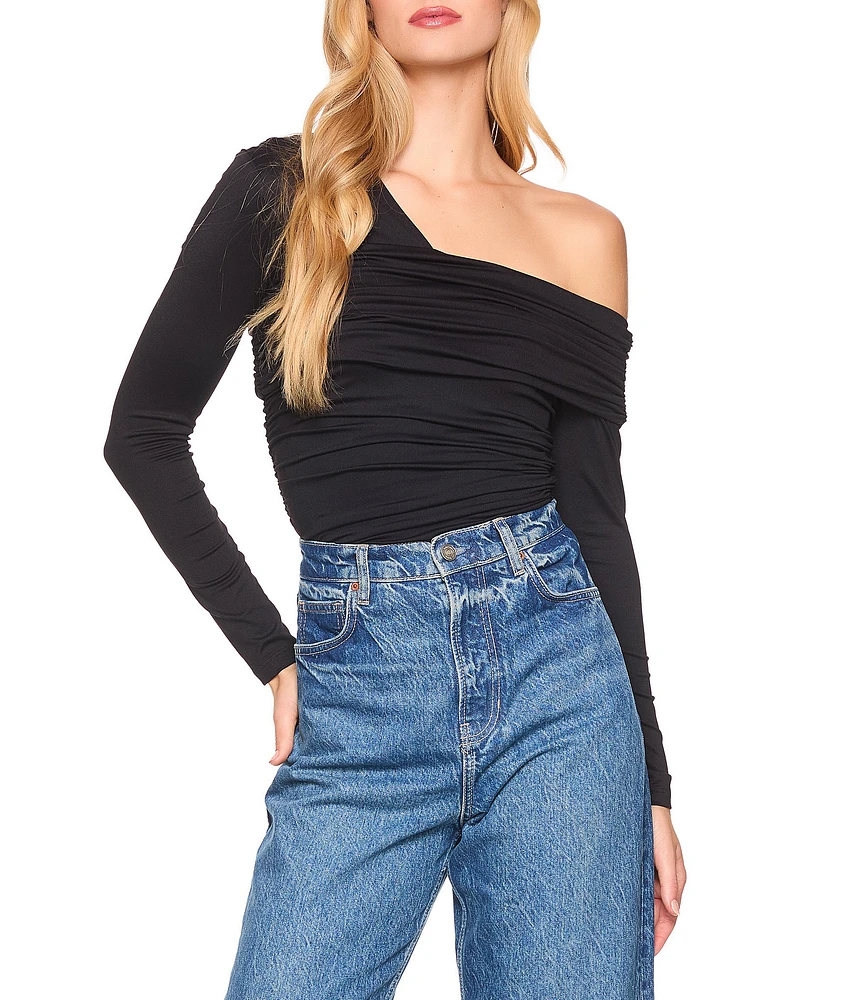 Susana Monaco Knit One Shoulder Long Sleeve Top