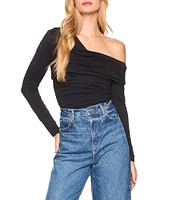 Susana Monaco Knit One Shoulder Long Sleeve Top