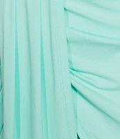 Susana Monaco Knit Pleated V-Neck Short Sleeve Wrap Dress