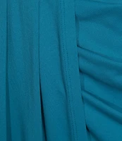 Susana Monaco Knit Pleated V-Neck Short Sleeve Wrap Dress