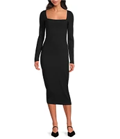 Susana Monaco Knit Square Neck Long Sleeve Midi Dress