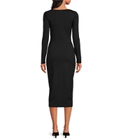 Susana Monaco Knit Square Neck Long Sleeve Midi Dress