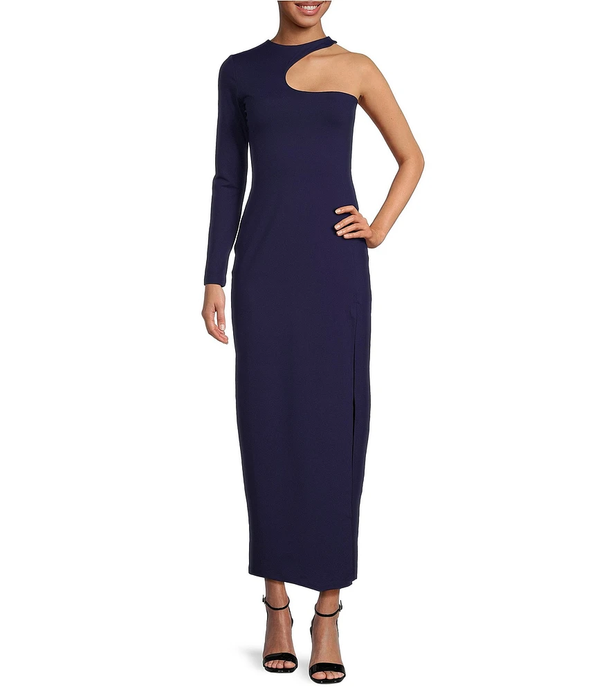 Susana Monaco One-Shoulder Long Sleeve Midi Dress