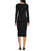 Susana Monaco Scoop Neck Long Sleeve Midi Dress