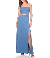 Susana Monaco Side Slit High Rise Coordinating Denim Maxi Skirt
