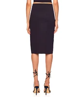 Susana Monaco Signature Stretch Knit Side Slit High Rise Midi Pencil Skirt