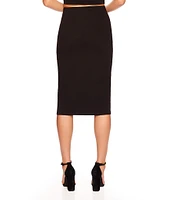 Susana Monaco Signature Stretch Knit Side Slit High Rise Midi Pencil Skirt