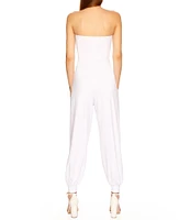 Susana Monaco Signature Stretch Knit Strapless Cuffed Ankle Jumpsuit