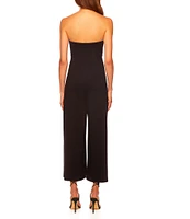 Susana Monaco Signature Stretch Strapless Flare Hem Cropped Jumpsuit