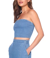 Susana Monaco Square Neck Sleeveless Cropped Coordinating Denim Tube Top