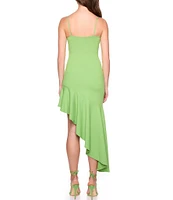 Susana Monaco Square Neckline Sleeveless Asymetrics Ruffle Hem Midi Dress