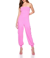 Susana Monaco Strapless Tube Cargo Jumpsuit
