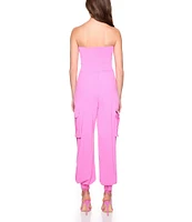 Susana Monaco Strapless Tube Cargo Jumpsuit