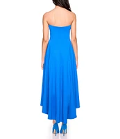 Susana Monaco Stretch Knit Strapless Neck High-Low Dress