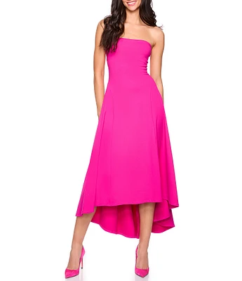 Susana Monaco Stretch Knit Strapless Neck High-Low Dress