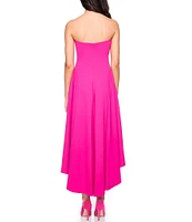 Susana Monaco Stretch Knit Strapless Neck High-Low Dress