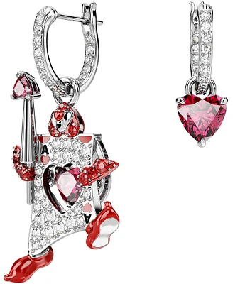 Swarovski Alice In Wonderland Playing Card Mismatch Crystal Drop Earrings