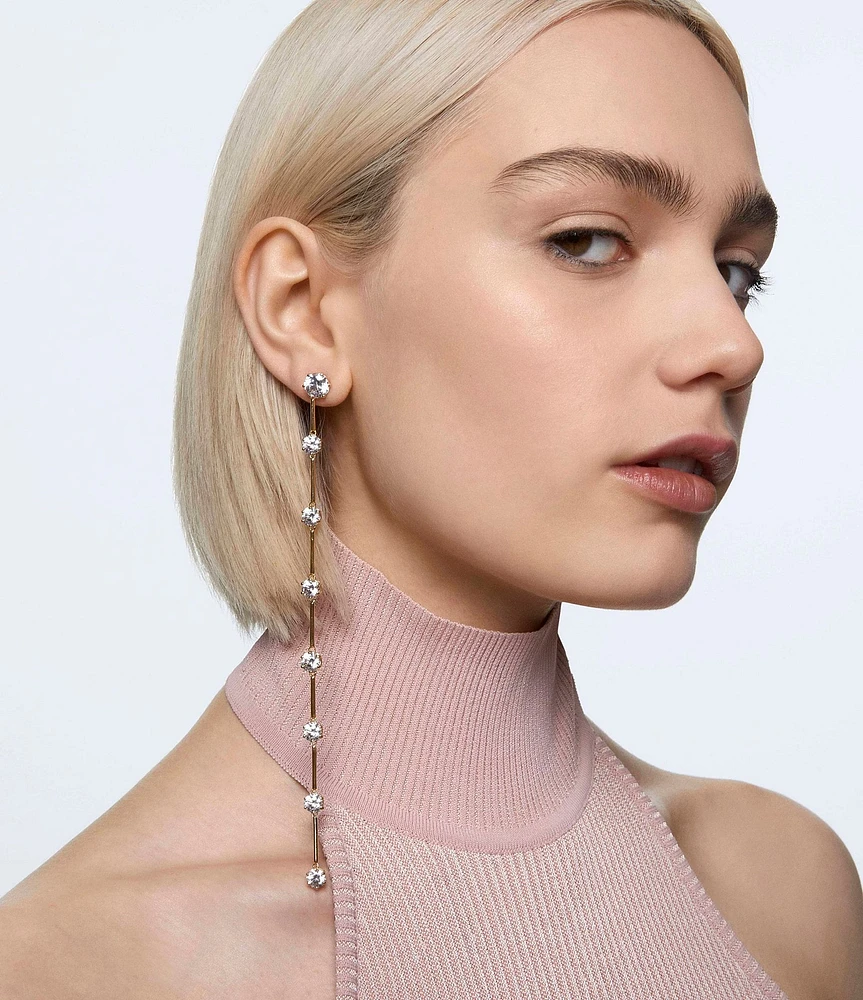 Swarovski Constella Linear Crystal Asymmetrical Earrings