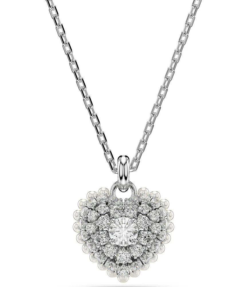 Swarovski Crystal Heart Shaped Pearl Hyperbola Pendant Necklace