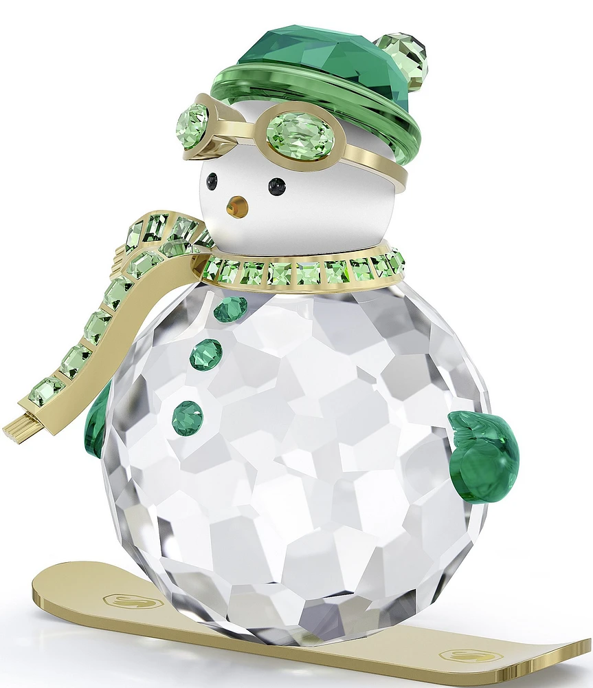 Swarovski Crystal Holiday Cheers Dulcis Snowman Figurine, Green