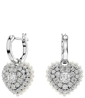 Swarovski Hyperbola Pearl Heart Crystal Drop Earrings