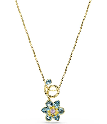 Swarovski Idyllia Blue Multi Flower Short Pendant Necklace