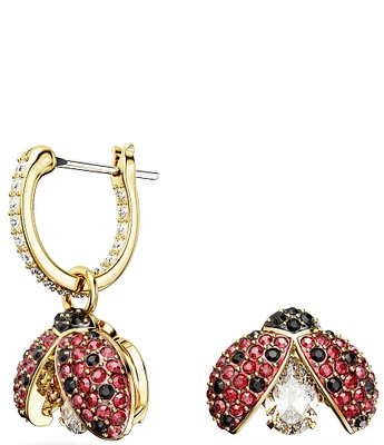 Swarovski Idyllia Ladybug Crystal Mismatch Drop And Stud Earrings