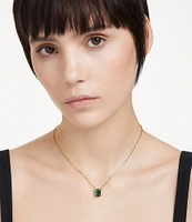 Swarovski Matrix Collection Green Rectangular Crystal Cut Short Pendant Chain Necklace