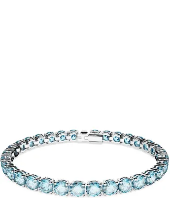 Swarovski Matrix Collection Blue Rhodium-Plated Tennis Crystal Line Bracelet