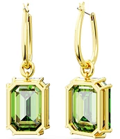 Swarovski Millenia Collection Green Octagon Crystal Cut Drop Earrings