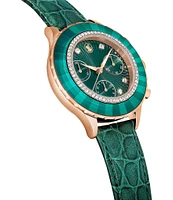 Swarovski Women's Octea Crystal Chronograph Leather Croco Strap Watch