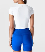 Sweaty Betty Athlete Seamless Crew Neck Short Sleeve Cropped Workout Tee Shirt