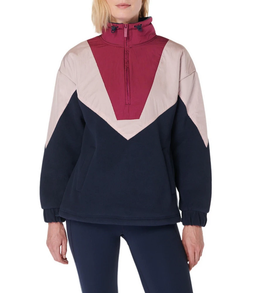 Sweaty Betty Orbit Fleece Color Block Long Sleeve Half Zip Pullover