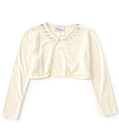 Sweet Charmers Big Girls 7-16 Long-Sleeve Faux-Pearl-Trimmed Cardigan