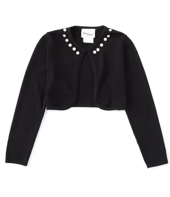 Sweet Charmers Big Girls 7-16 Long-Sleeve Faux-Pearl-Trimmed Cardigan