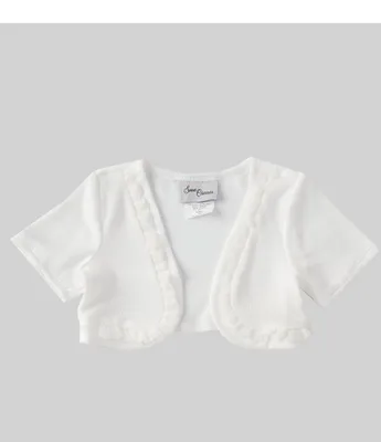 Sweet Charmers Little Girls 2T-6X Short-Sleeve Mesh-Trimmed Knit Cardigan