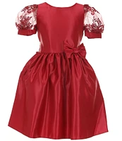 Sweet Kids Big Girls 7-12 Lace-Puffed Sleeve Fit & Flare Satin Dress