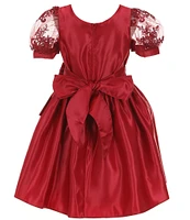 Sweet Kids Big Girls 7-12 Lace-Puffed Sleeve Fit & Flare Satin Dress