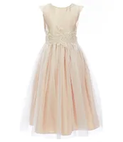 Sweet Kids Big Girls 7-16 Faux-Pearl Satin/Tulle Fit-And-Flare Dress